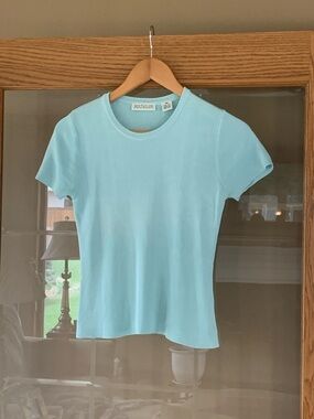 Ann Taylor Aqua Short Sleeve Rib Knit Tee